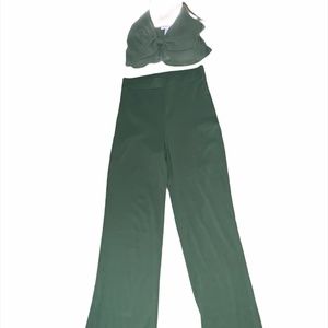 Two Piece Green Flare Pant Set